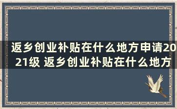 返乡创业补贴在什么地方申请2021级 返乡创业补贴在什么地方申请2021的